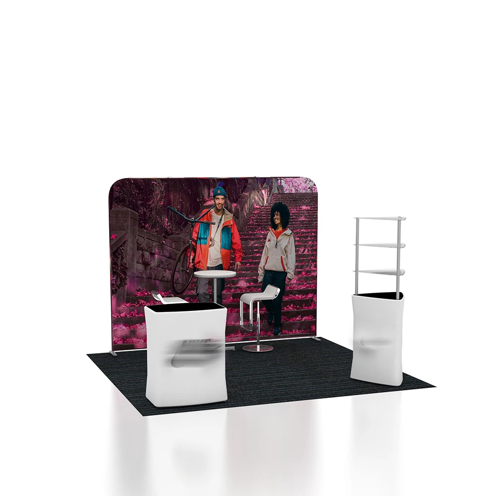 Butterfly Style Event Promotion EZ Tube Tension Fabric Trade Show Display Backdrop Wall with Graphic Printing - view 4
