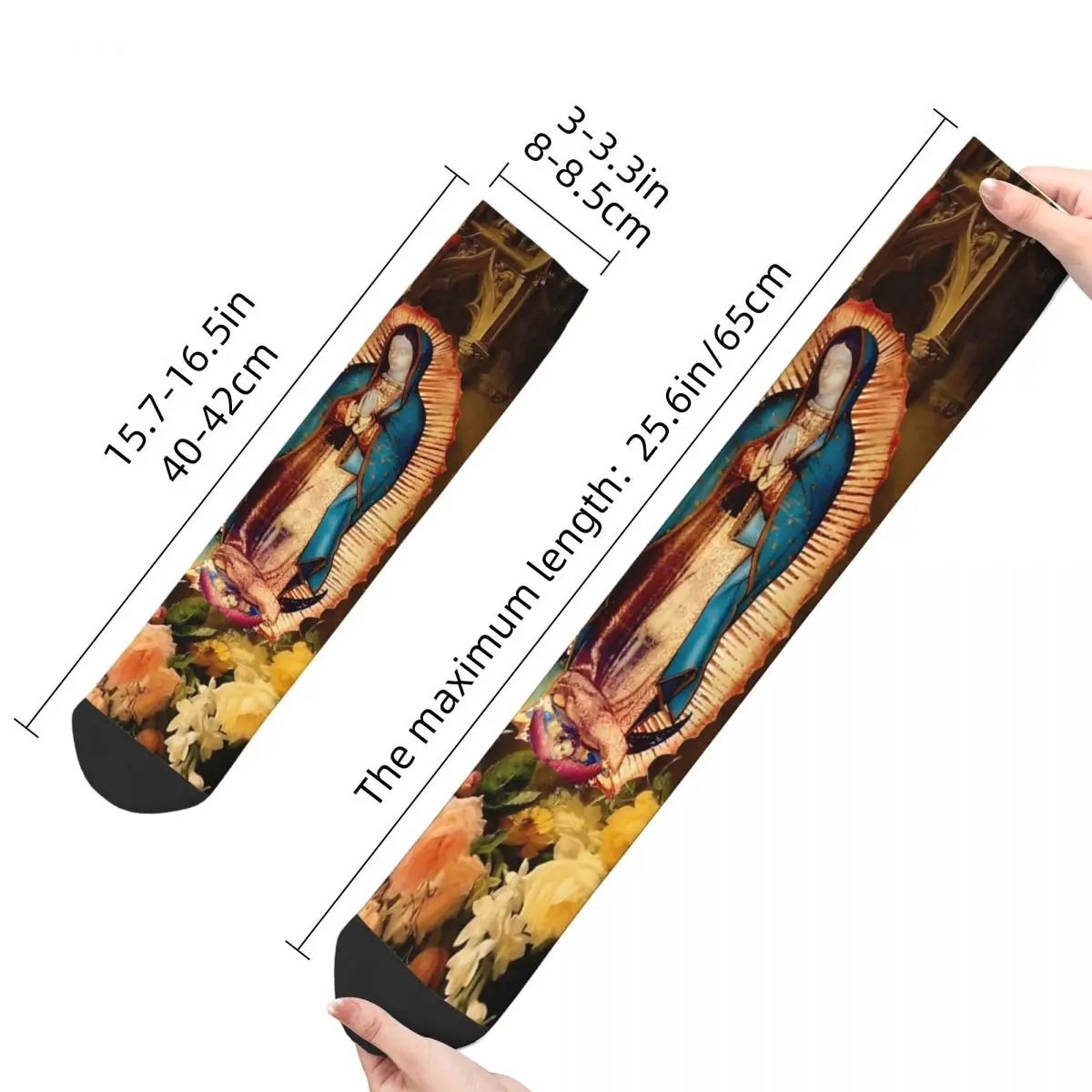 Funny Happy Sock for Men Mary Vintage Jesus Christ Breathable Pattern Printed Crew Sock Casual Gift