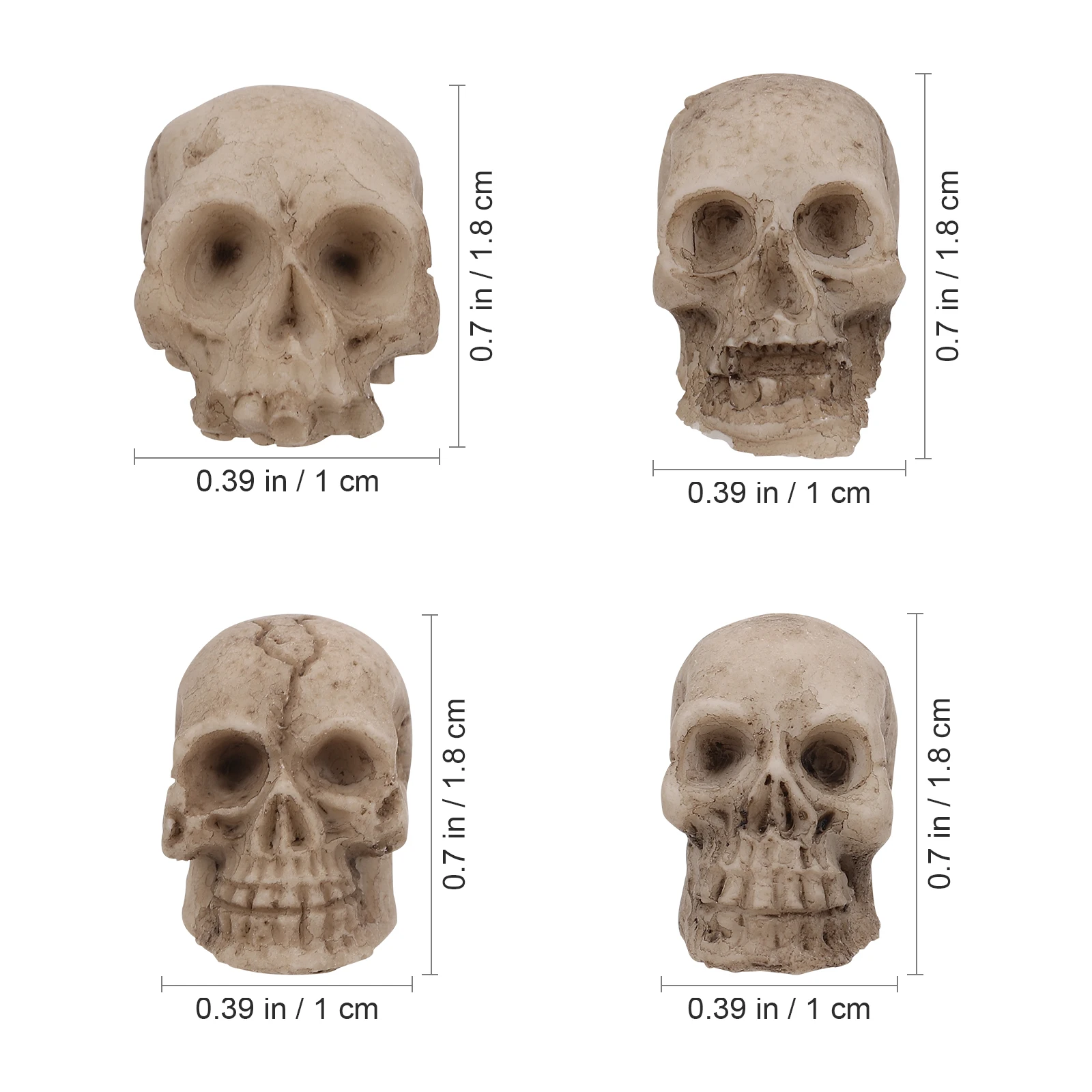 20pcs Mini Resin Skulls Decor Spooky Halloween Party Home Decoration Gothic Desk Ornament Scary Props