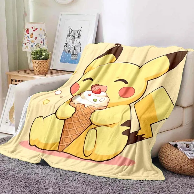 Pokémon Pikachu Psyduck Printed Blanket for Home Travel Soft and Comfortable Blanket for Adults and Children Summer Blanket