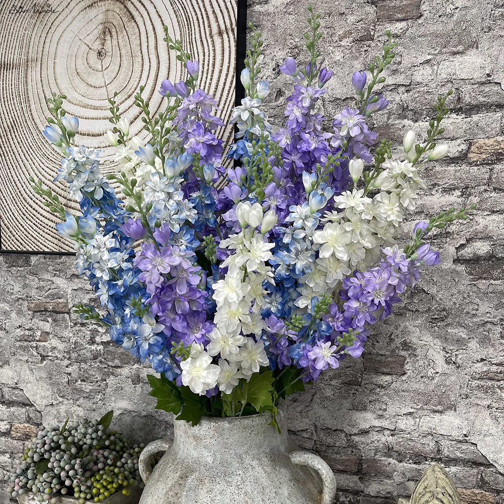 SunMade Larkspur Branch Delphinium Fake Flowers Wedding Decore Home Party Decor Flores Artificiales Autumn Decoration Christmas