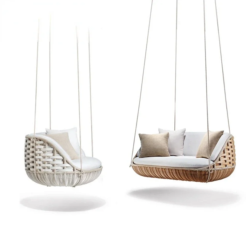 Outdoor Hanging Basket Rattan Chair Glider Courtyard Villa Rattan Chair Sofa Furniture Indoor Balcony Single Table and Chair