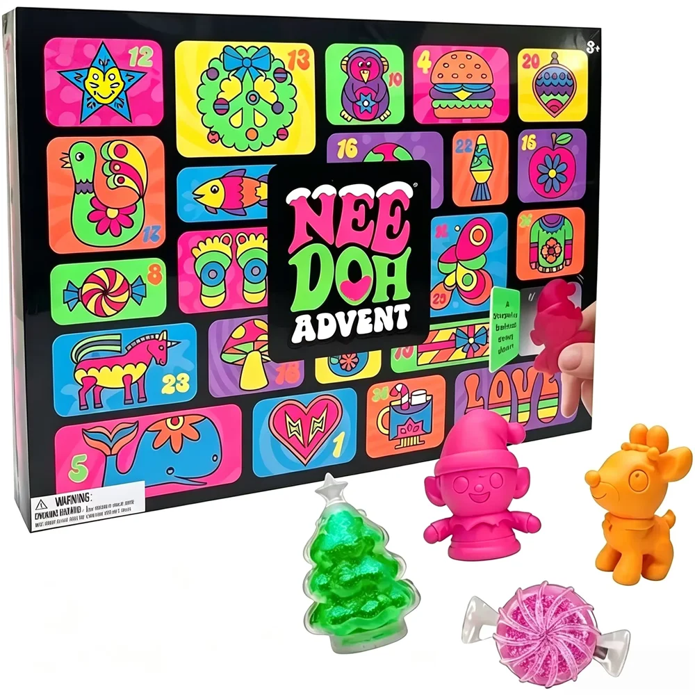 2026 NeeDoh Stress Relief Toy 3D PVC Fidget Doll Advent Calendar Christmas Countdown Calendar Surprise Box New Year Holiday Gift