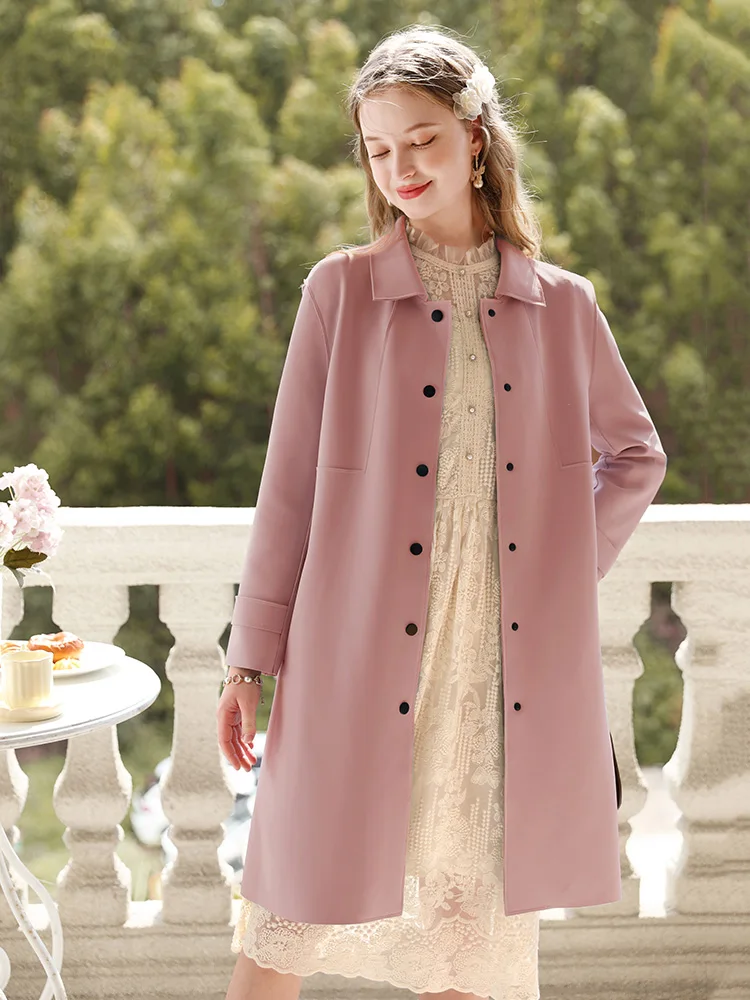 I BELIEVE YOU British Trench Coat Women Mid-length 2023 Autumn New High-grade Gentle Retro Turn-down Collar Jackets 2234185356