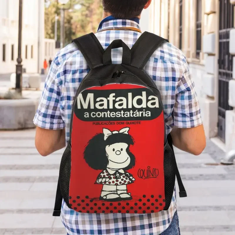 Mafalda A Contestataria Backpacks for Men Women College School Student Bookbag Fits 15 Inch Laptop Quino Comic Manga Bags