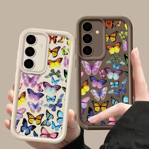 Oil Painting Butterfly Case For Samsung Galaxy S25 S24 Ultra S23 Plus S22 S21 S20 FE A15 A16 A26 A34 A35 A36 A54 A55 A56 5G Capa