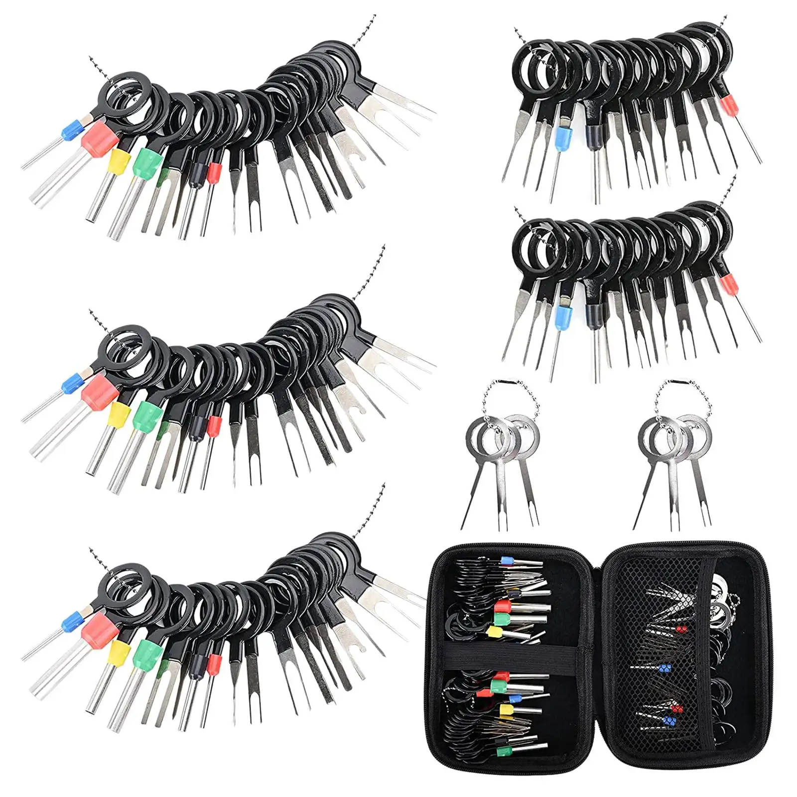 مجموعة أدوات إزالة طرفية مع حقيبة ، مجموعة أدوات مفتاح depining للأجهزة المنزلية للسيارة ، موصل سلك ، 82 way