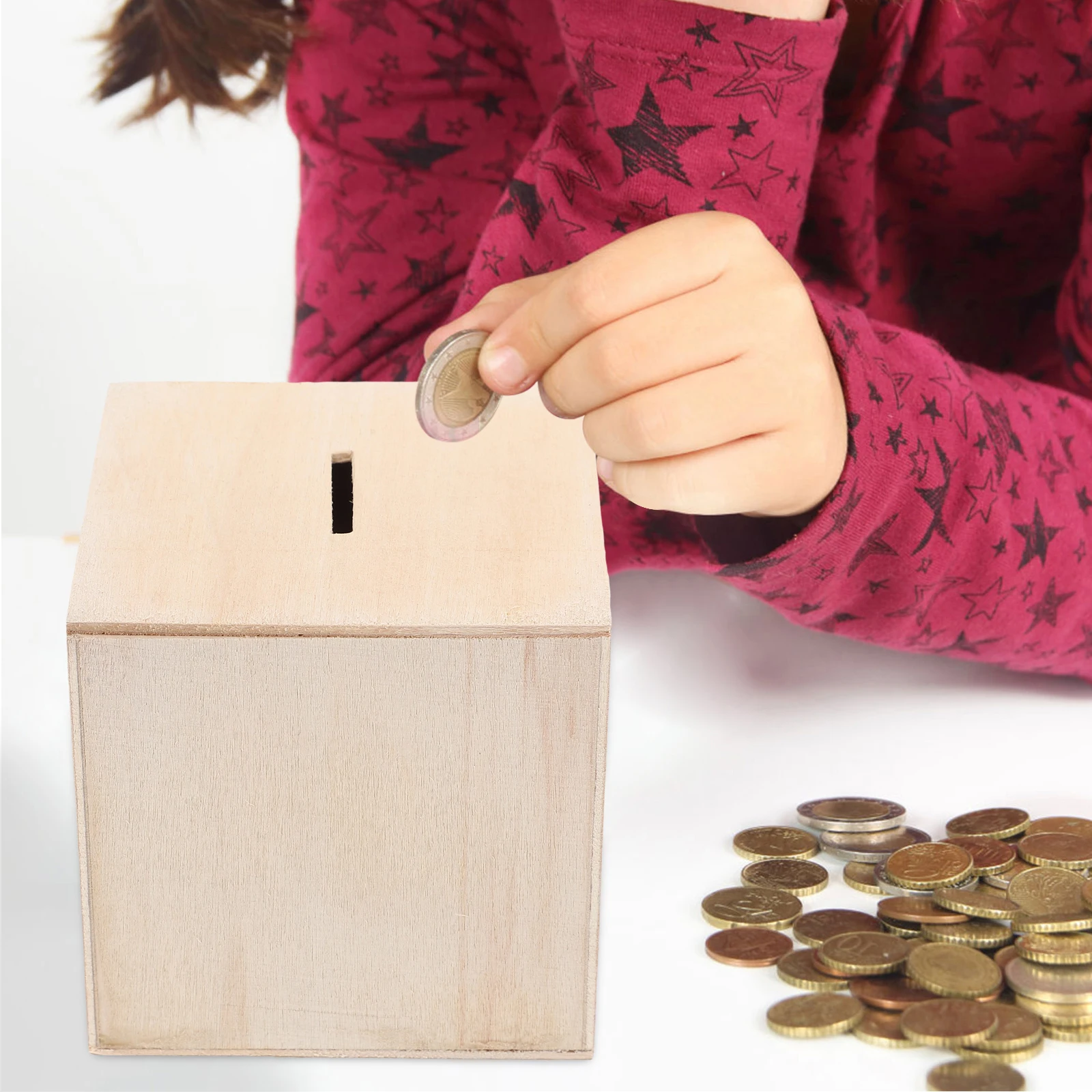 

4Pcs Wooden Coin Banks Unfinished DIY Piggy Banks Money Saving Boxes Cute Change Containers Decor Wooden Box for Crafts