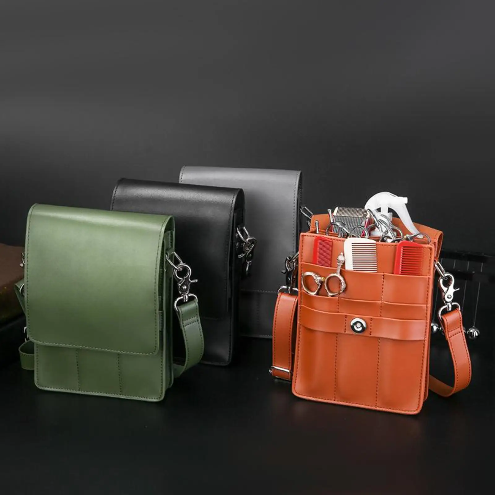 Hairdressing Scissors Holster Pouch Large Capacity Leather Waist Bag Case Holder for Barbershop Hair Stylist Haircut Accessories