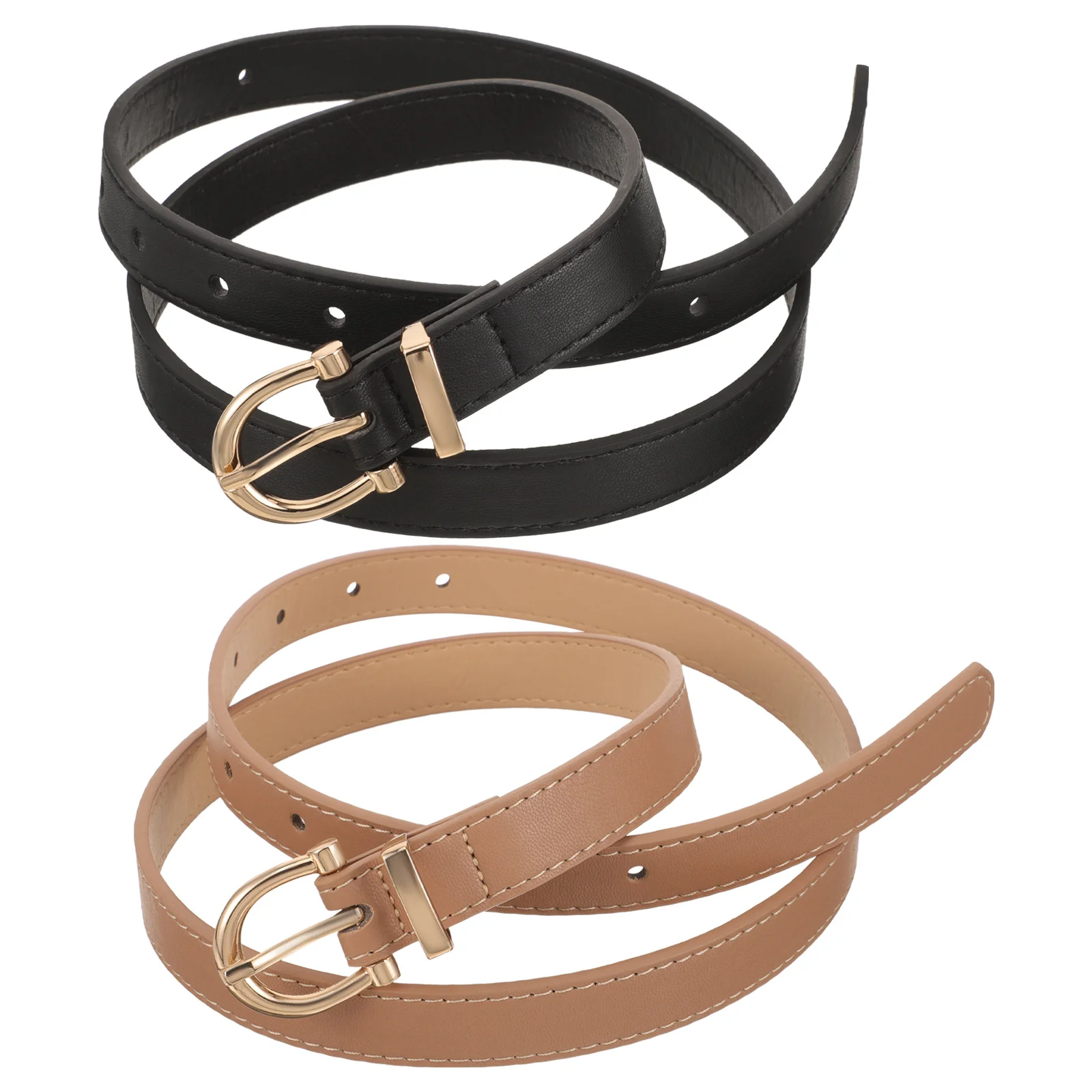 

2Pcs Womens Belts for Jeans Imitation Adjustable Waist Belts with Alloy Buckle Elegant Outfit Accessory