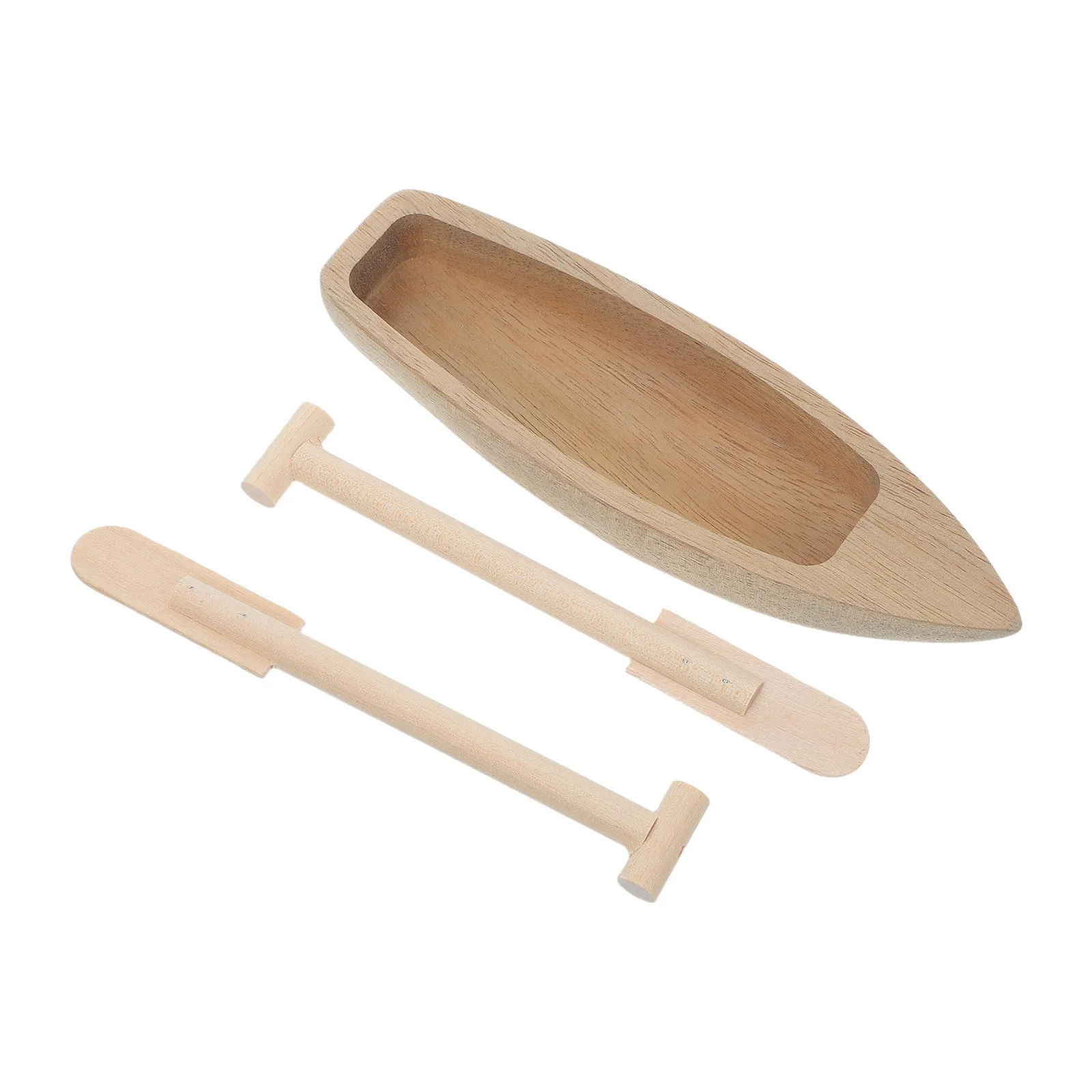

Mini Wooden Canoe Unfinished Hand Carved Natural Wood Row Boat Miniature Sailing Vessel Tabletop Decor for Crafts