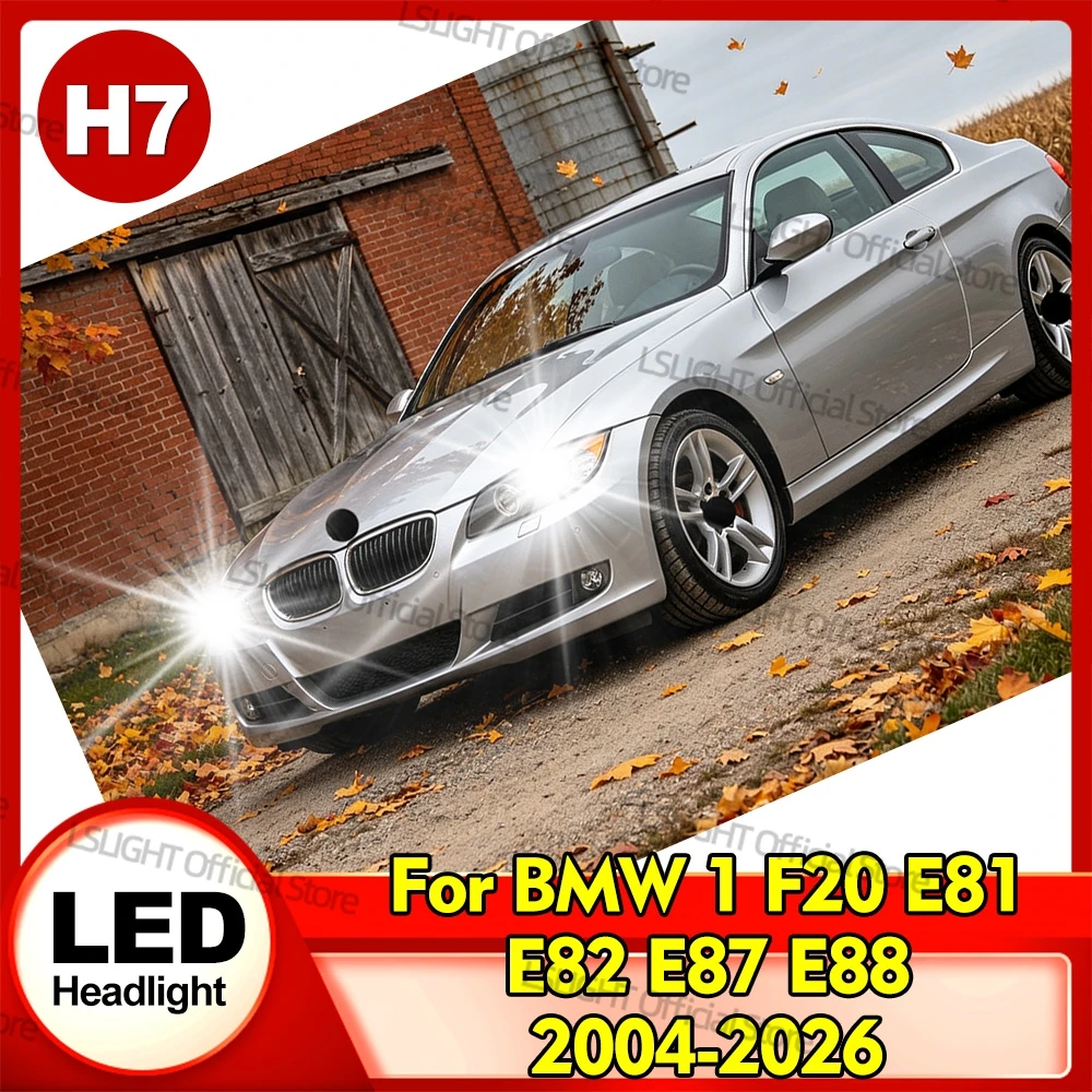 H7 LED Headlights 130W Super Bright Automobile Bulbs 6000K Mini Lamp For 2004-2026 BMW 1 Series E81 E82 E87 E88 F20 Sports Hatch