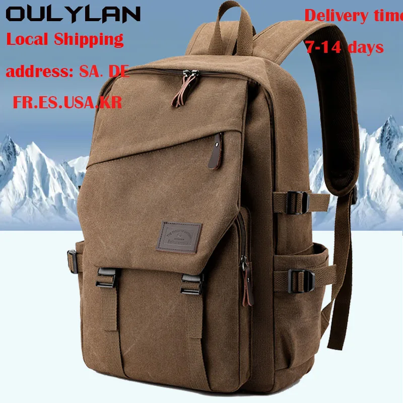 Oulylan  Leisur 15.6 Inch Men's Backpack Travel Shoulder Bag Computer Bag Fashion Trend Students Schoolbag  Korean Back Pack Moc