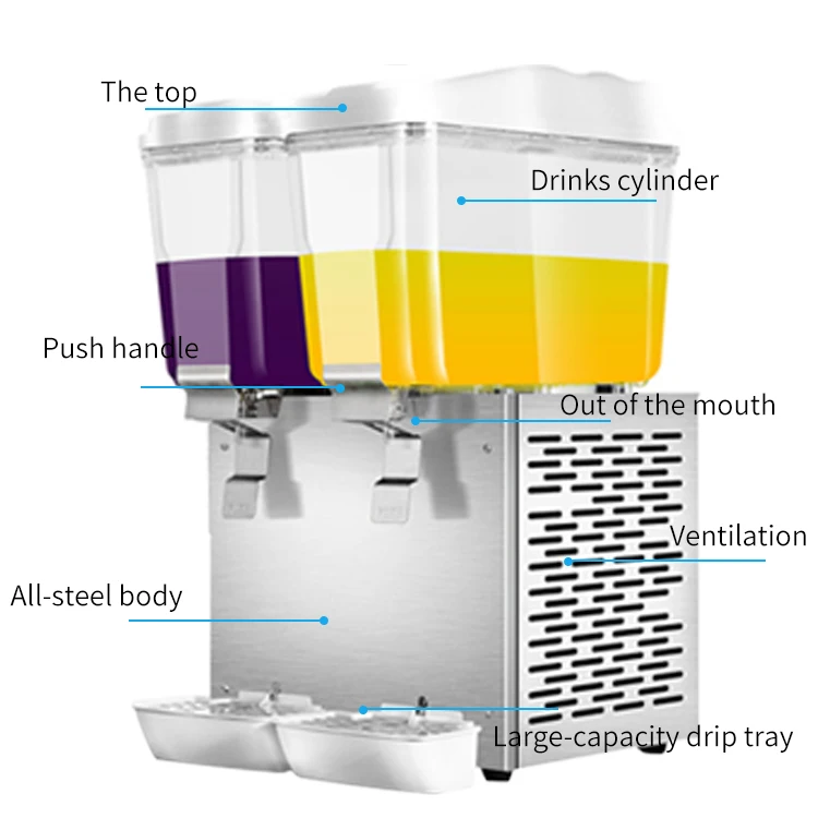 RM Big Restaurant Custom Plastic Barrel Cylinder Fruit Industrial Beverage Drinks Juice Dispenser Set With Cups Tap Stand Spigot