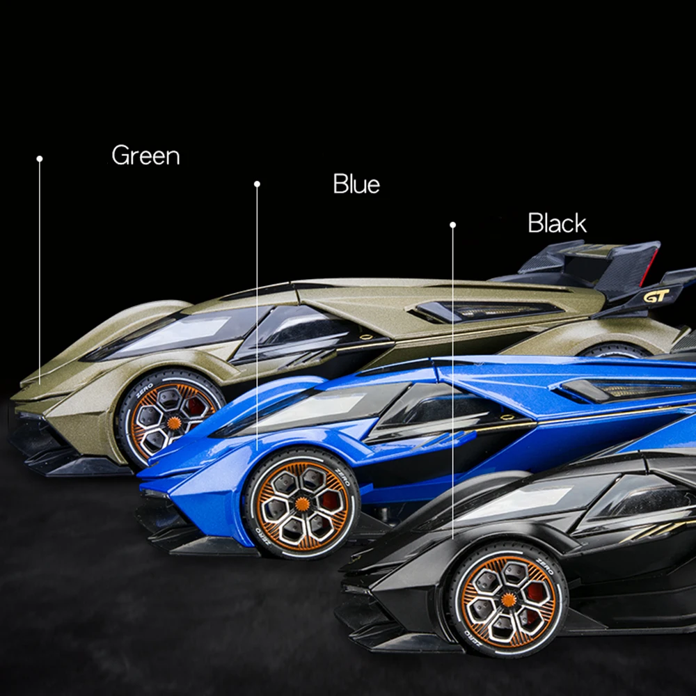 1/22 V12 GT Alloy Model Car Toys Diecasts With Sound Light Super Racing Vehicles Rear Wheel Pull Back Toy Car For Children Gifts