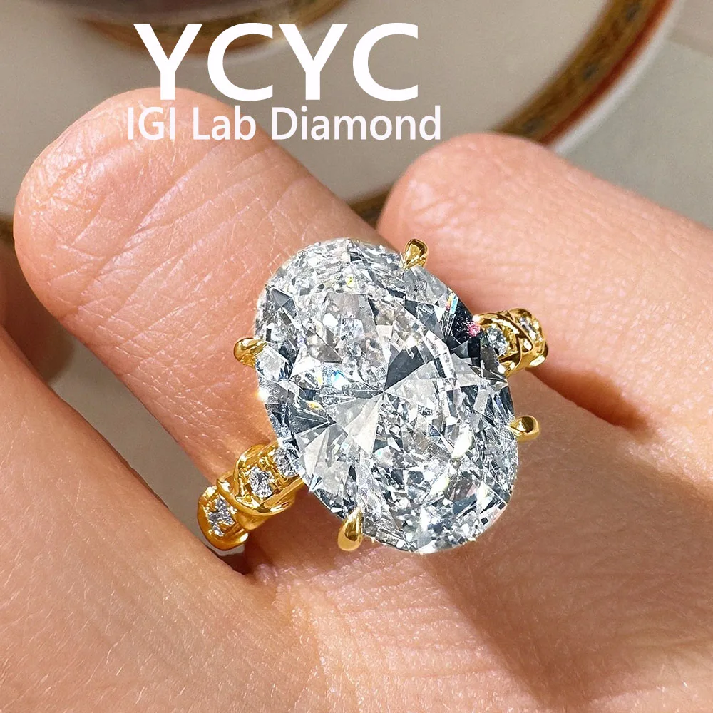 

women's ring Oval diamond 18K gold cultured diamond Lab synthetic diamond fashion jewelry wholesale customizatio