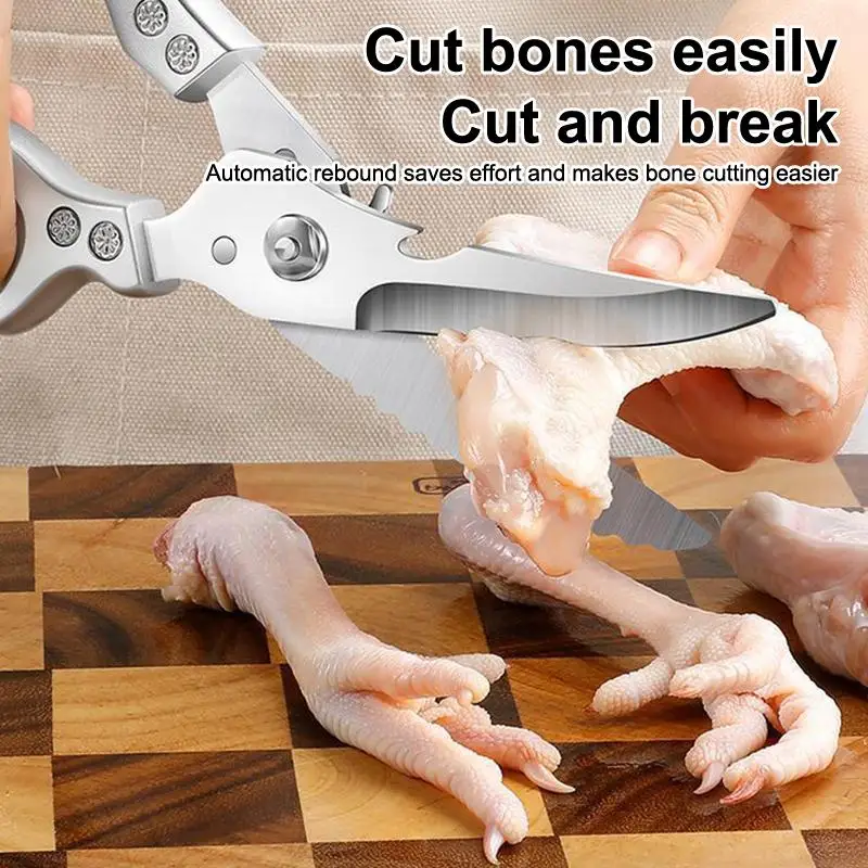 Professional Sharp Kitchen Scissors Heavy Duty Food Grade Stainless Steel Poultry Bone Shears for Daily Cooking Meal Prep