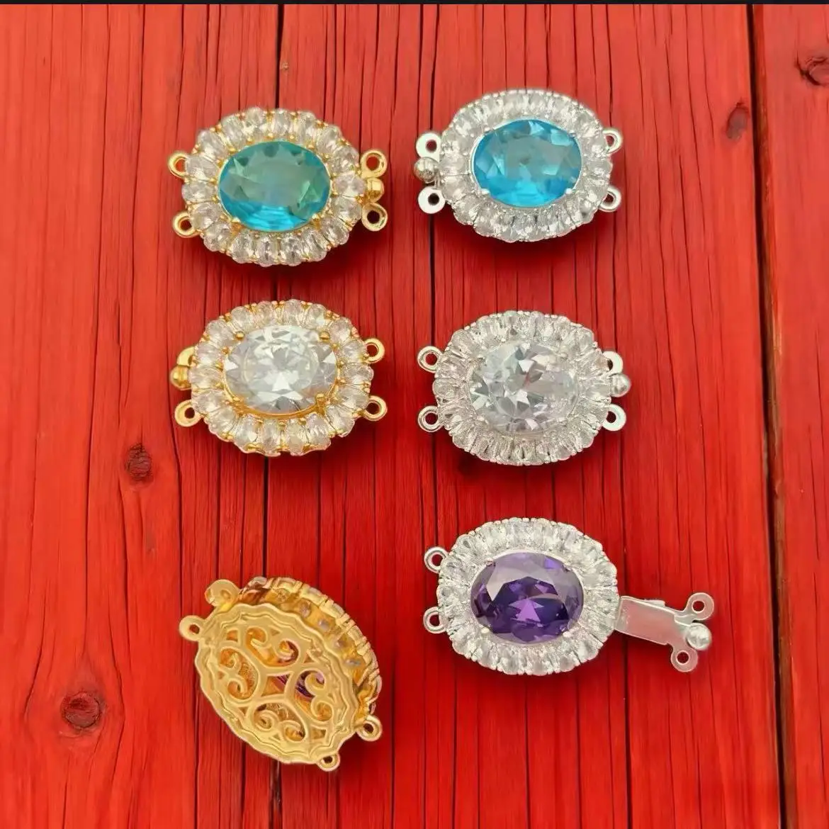 

1pcs Zirconium Oval Double Row Pin Buckle Accessories DIY Necklace Bracelet Jewelry Jewelry Making Connecting Buckle Wholesale