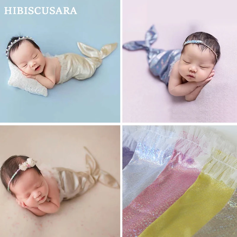 New Arrival Newborn Baby Mermaid Clothes Sequined For Photography Infant Bebe Fishtail Clothing With Pearls Headband Photo Props