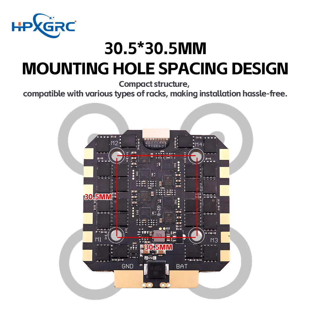 HPXGRC H743 Stack H743 Controllore di volo ICM42688P con BLHeli_32 80A/100A ESC 3-8S LIPO 30,5x30,5mm per RC FPV Racing Drone