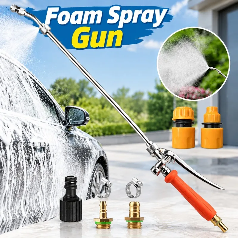 Stainless Steel Foam Washing Gun No-rinse Metal Atomizing Wax Water Sprayer for Home Appliance Air Conditioner Watering Plants
