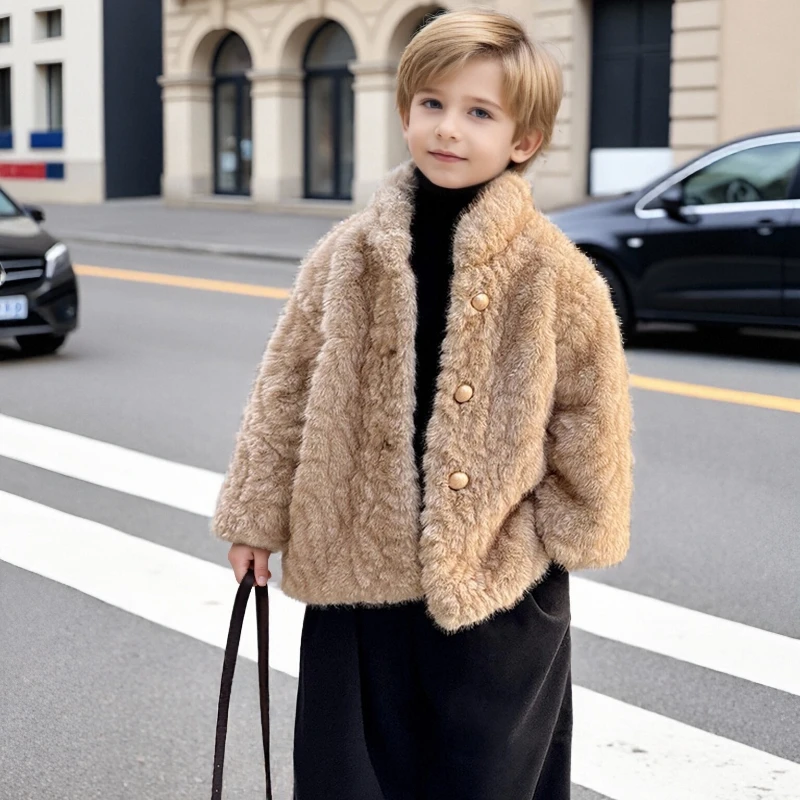 

Детское зимнее пальто из искусственного меха для мальчиков и девочек, верхняя одежда из искусственного норкового волоса, модная одежда для дня рождения, теплая куртка с воротником-стойкой для подростков