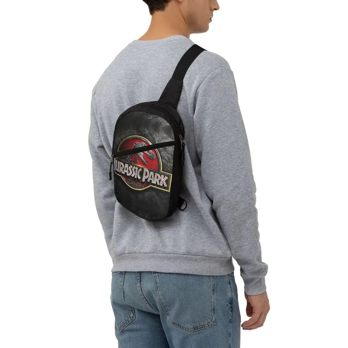 Casual Jurassic Parken Sling Crossbody Rugzak Mannen Dinosaurus Wereld Schouder Borst Tassen Voor Reizen