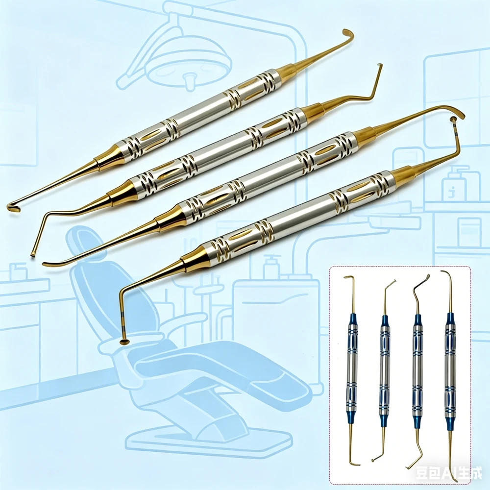 

Dental Sinus Implant Stoppers – 4-Piece Set for Sinus Lift & Elevation Procedures, Includes Periosteal Separator Tools