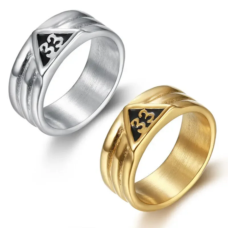 Freemason Gold Plated Stainless Steel Men's Scottish Rite 33rd Degree Masonic Rings Size 7-14 Accessories