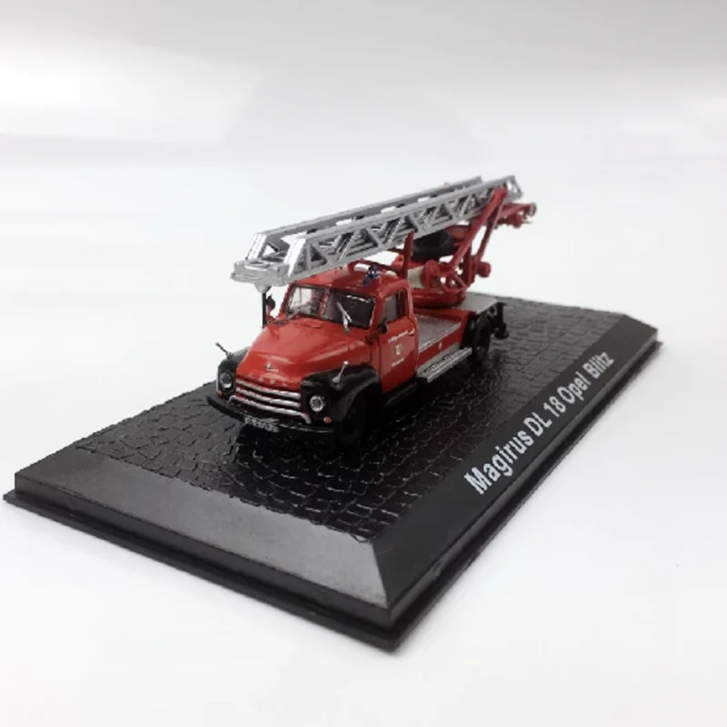 Diecast escala 1:72 Magirus DL 18 Opel Blitz motor de bomberos modelo de coche de aleación colección de simulación terminada decoración exhibición de regalo