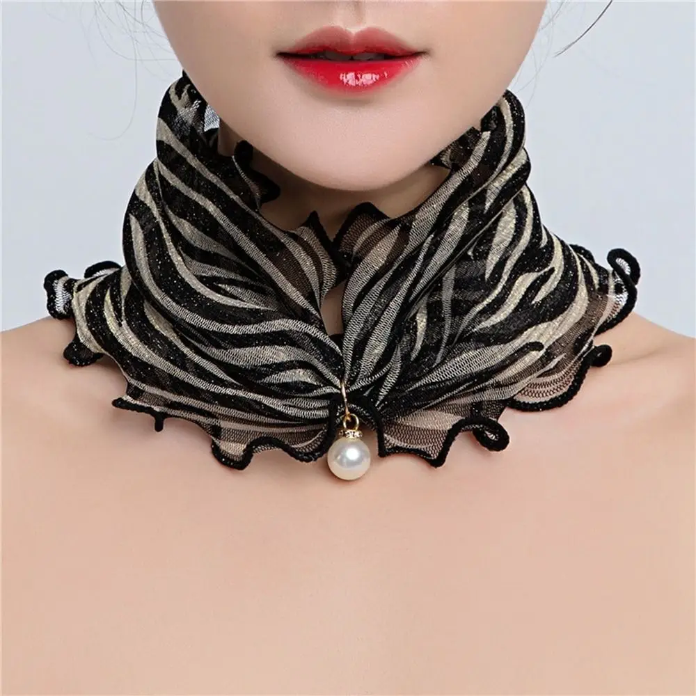 Elastic Hair Band Sunscreen Scarf Wraps Wave point Leopard print Korean Style Scarves Female Shawl Printed Scarf Summer Bib