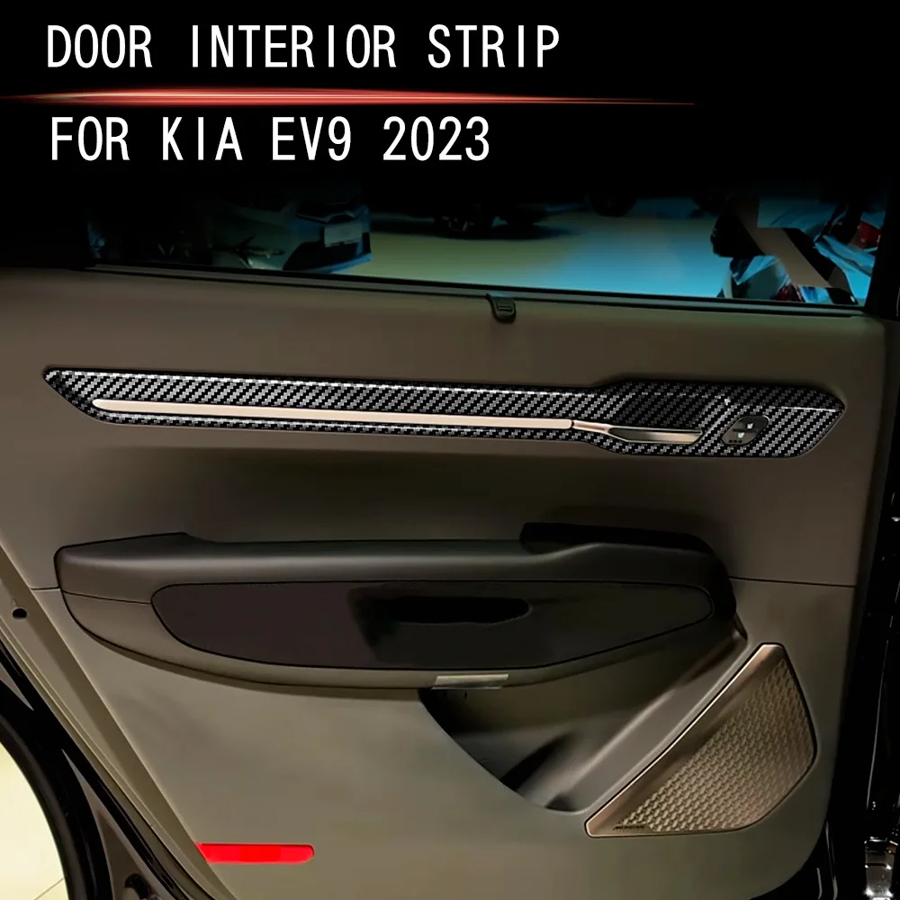 LHD for Kia EV9 2023 2024 ABS Carbon Fiber Car Inside Inner Door Handle Bowl Panel Sticker Cover Trim Interior Car Accessories