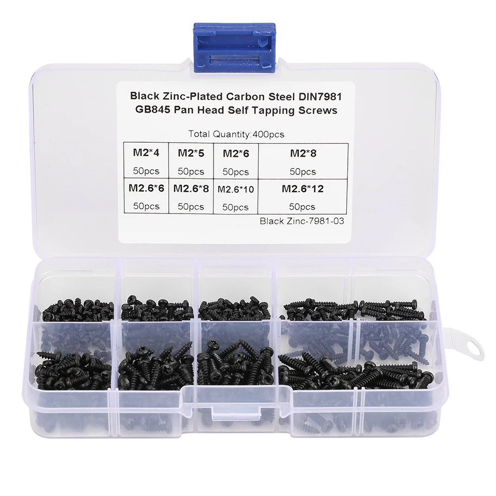 Screw Pan Head Tapping Screw Pan Head Screw Black M2/M2.6  Pan Head Self Tapping Screws Set Assortment Kit