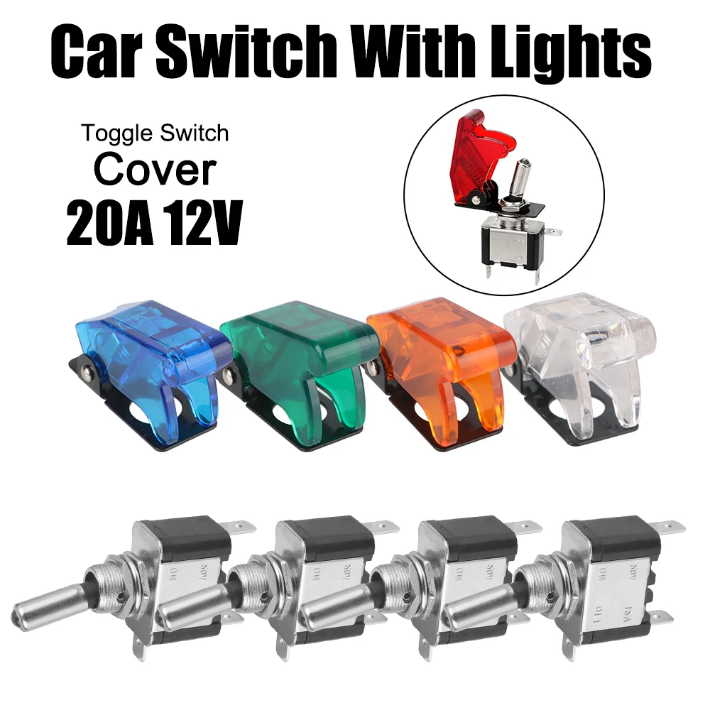 

Control On/Off 12V 20A 1PCS Car Auto Cover LED Light SPST Toggle Rocker Switch Toggle Switch LED Switch With Protective Cover