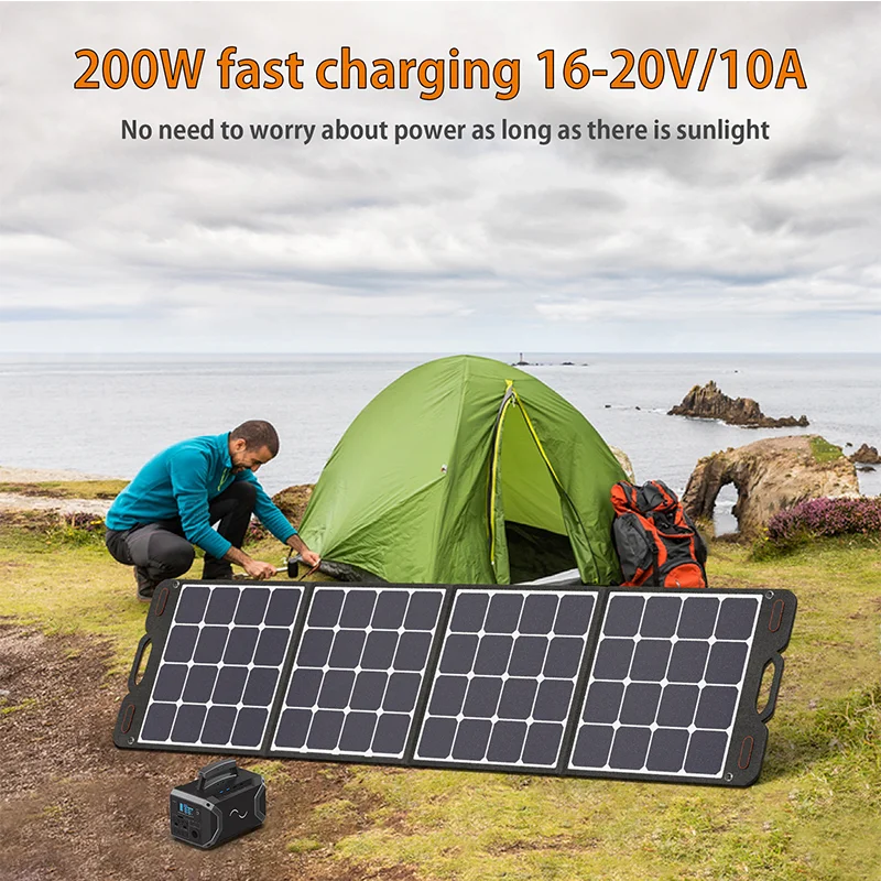 Pannello solare portatile VDL pannello solare monocristallino da 200W uscita 16-20V, esterno per rimorchio da campeggio, pannello solare per rimorchio per barche