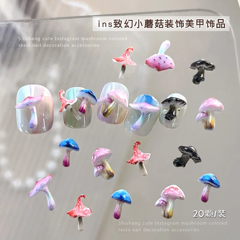 Carino splendido fantasia fungo foresta colorato branello fungo cartone animato pianta da frutto delicati accessori per manicure decorazione per unghie