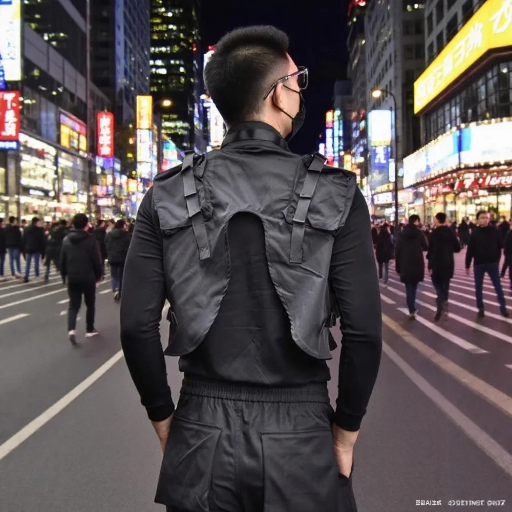 Functional Zipper Three-dimensional Pocket Workwear Vest Men's Tactical Streetwear Casual Vests Loose Workwear Jacket