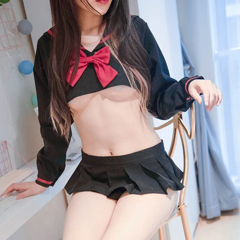 

Lolita Long Sleeve Anime Cosplay Dress Japanese Schoolgirl JK Uniform Cute Navy Sailor Costumes Cheerleader Role Play Costumes