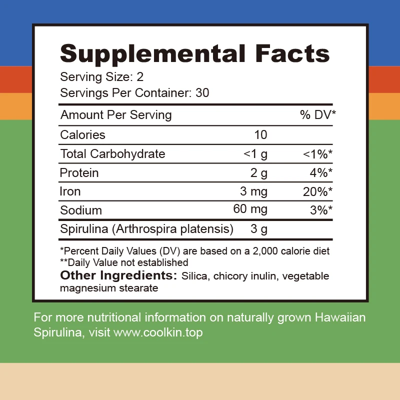 Pure Hawaiian Spirulina Capsules - Helps Detoxification, Immune System, Cardiovascular, Antioxidants