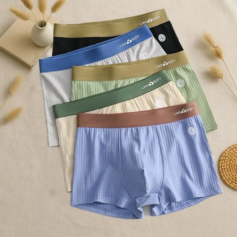 

5Pcs Fashion Traceless Men's Flat Panties Ice Silk Mid Waist Shorts Boxers Lingerie Underpants Underwear for Man Travel