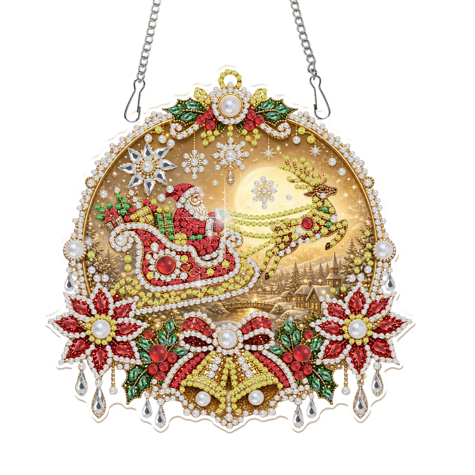 Art Craft For Christmas - Christmas Pearl Diamond Painting Pendant Kit,Santa
