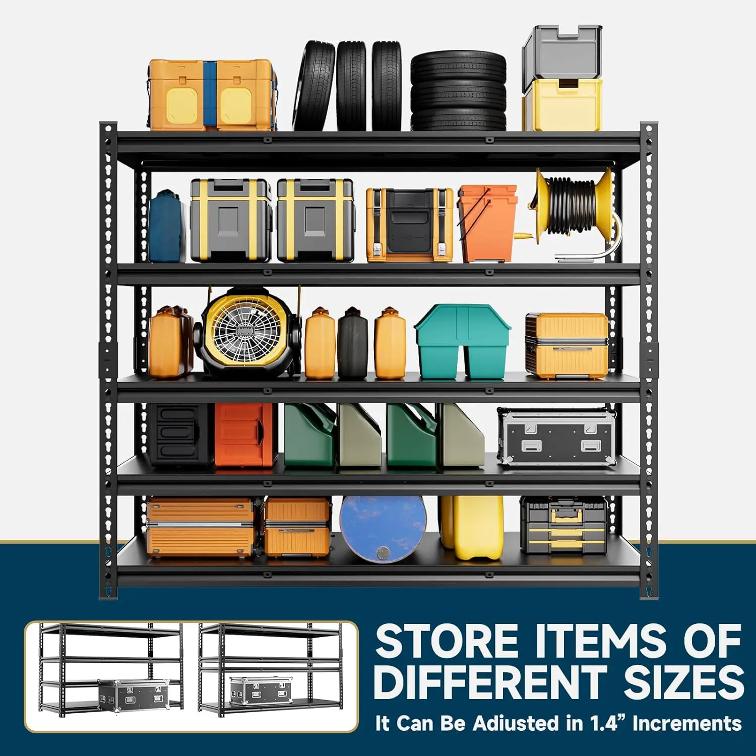 5-Tier 60x24x72 Heavy Duty Garage Storage Rack 3000LBS Adjustable Warehouse Shelving Unit Customized