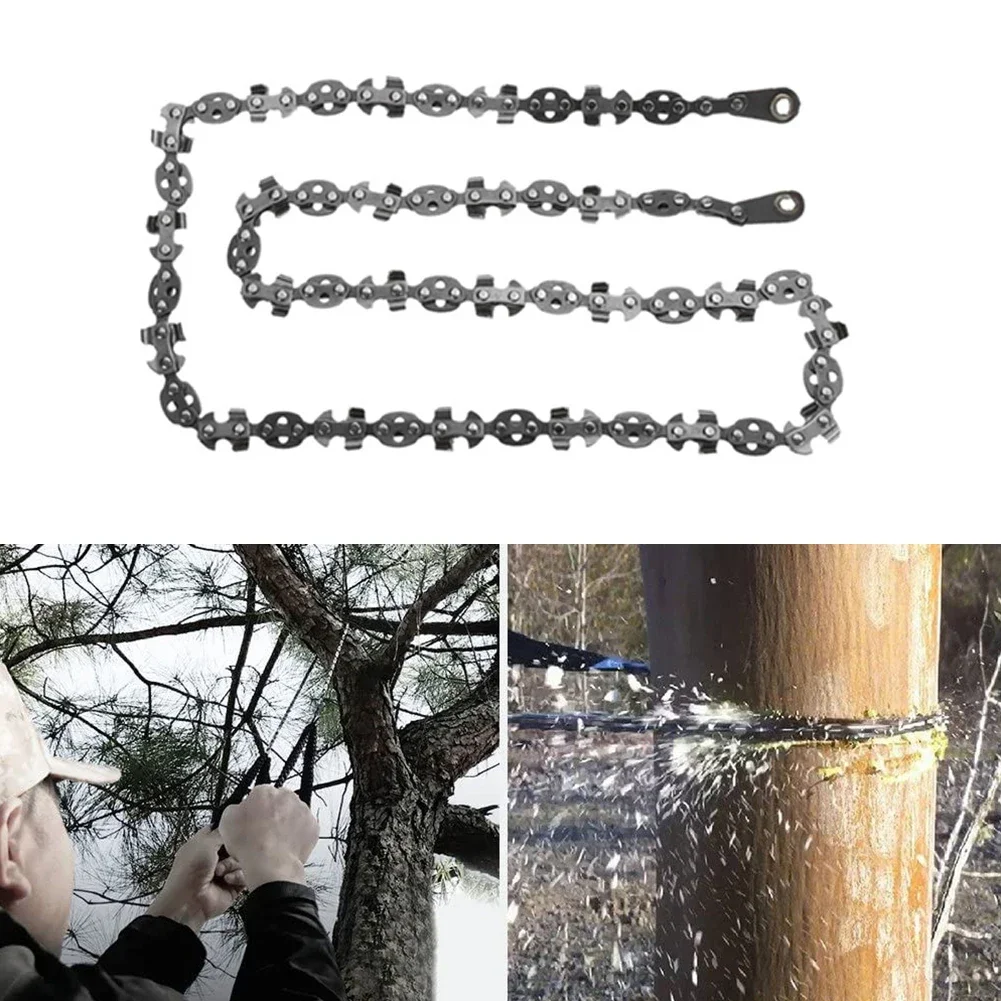 53 Inch Hand Rope Chain Saw Sharp Manual Tree Limb Chain Saw with 68 Teeth Folding Pocket Rope Chainsaw Camp Tree Cutting Tool