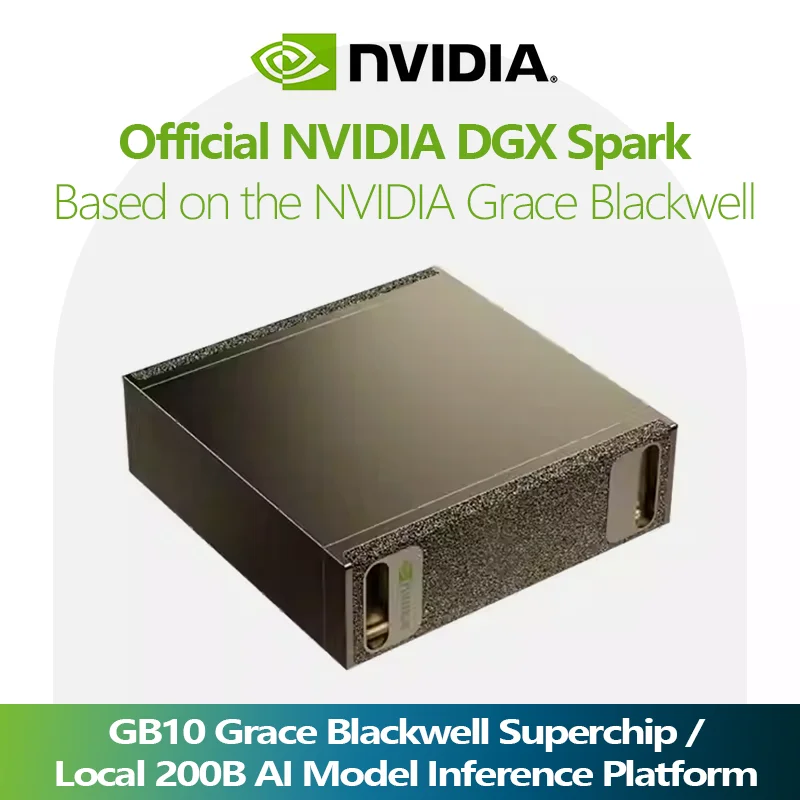 Official NVIDIA DGX Spark, Desktop AI Workstation, GB10 Grace Blackwell 128GB Memory 1 PFLOPS, Local 200B AI Models Dev Platform