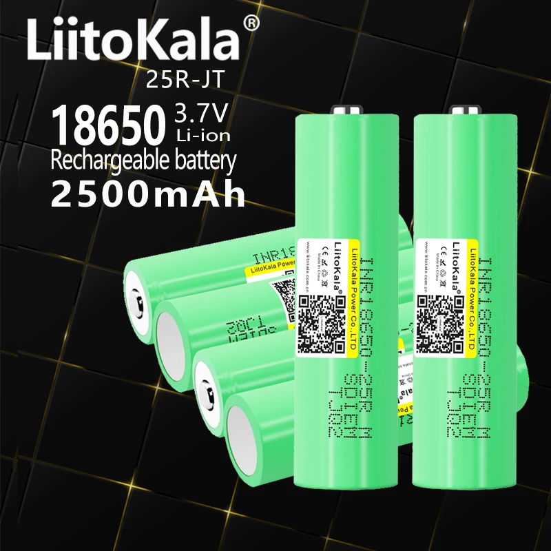 6 قطعة LiitoKala 25R 3.7 فولت 18650 2500 مللي أمبير عالية استنزاف 20A بطاريات ليثيوم قابلة للشحن لمصباح يدوي قوة البنك