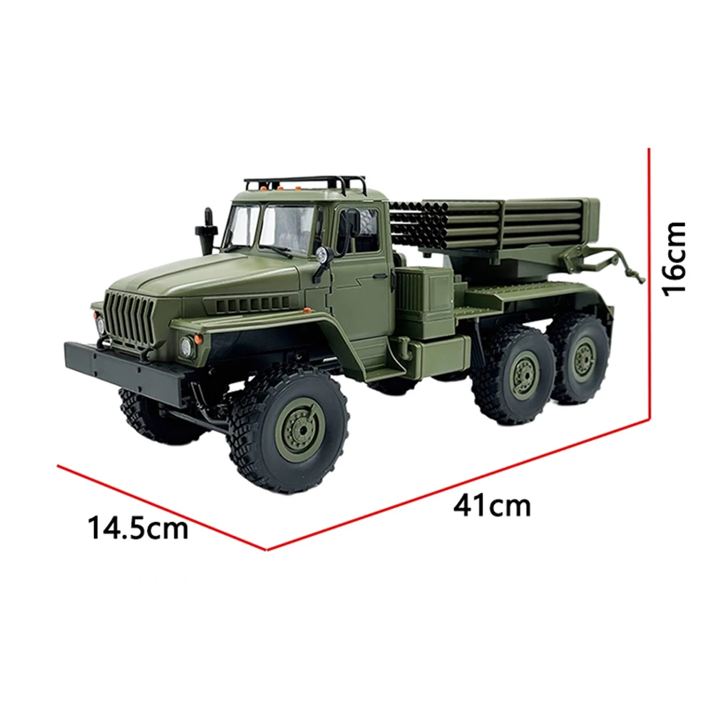 6WD RC Car BM-21 Rocket Laucher vehículo de Control remoto 1/16 6x6 camión de escalada todoterreno con luz LED modelo de juguete para niños adultos
