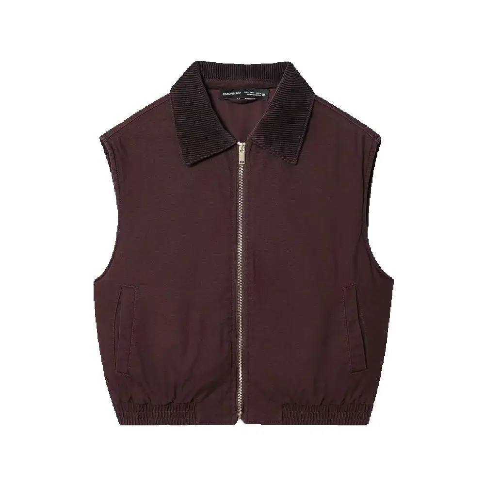 

Осенний новый женский повседневный темпераментный простой жилет без рукавов с контрастным вельветовым воротником