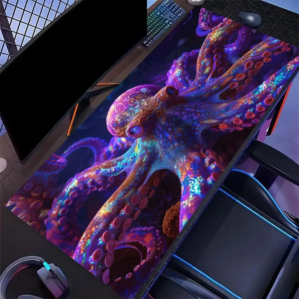 Glowing Ocean Octopus Extended Gaming Mouse Pad Non Slip Desk Mat Marine Art Keyboard Mouse pad For Laptop Desktop Gaming Setup