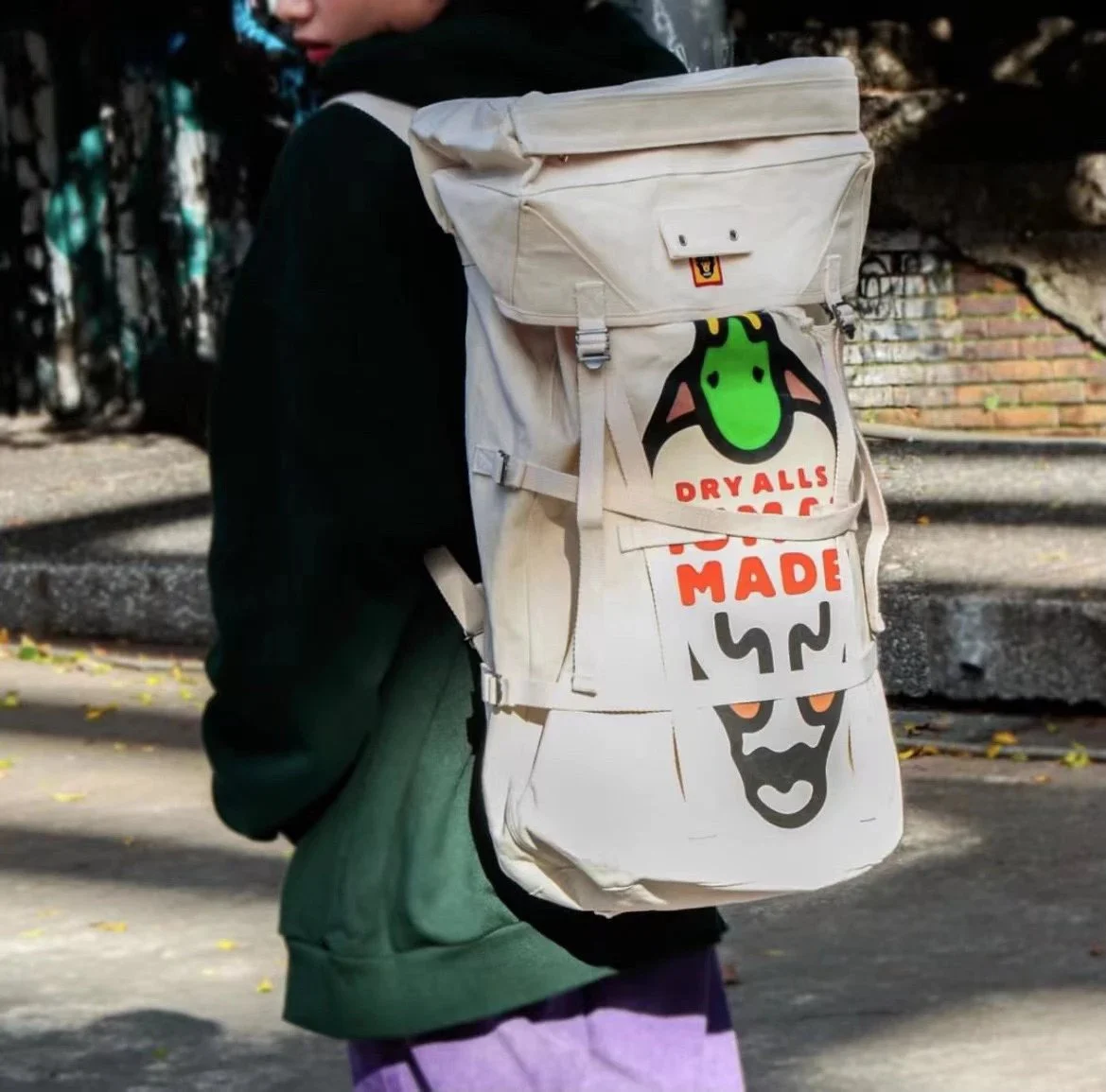 

Рюкзак HumanMade Duck, туристический рюкзак, японский стиль, модный, милый, с зеленой головой утки, большой вместимости, для активного отдыха и кемпинга