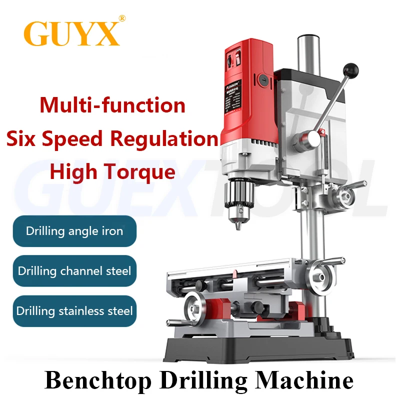 Electric Bench Drilling Machine 220V Multifunction 6-Speed Governor Mini Bench Drill Stand Steel/Woodworking Home DIY Tools